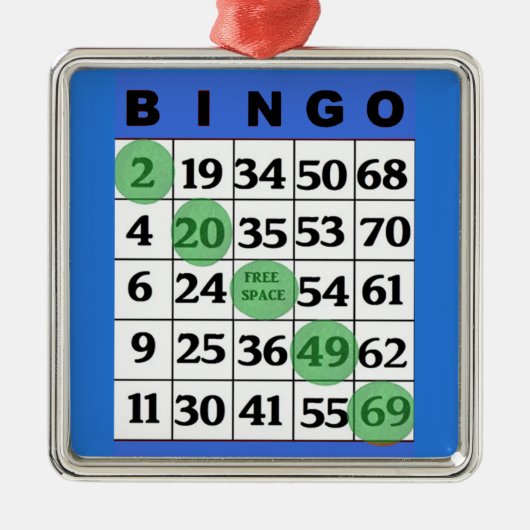 ブルービンゴカード | BINGO愛好家のギフトクリスマス メタルオーナメント (正面)