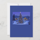 ブルービンテージクリスマスツリー雪の夜パーティー 招待状 (裏面)