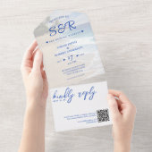 ブルービーチアイランドパームツリーデスティネーションウェディング オールインワン招待状 (貼ってはがせる)