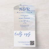 ブルービーチアイランドパームツリーデスティネーションウェディング オールインワン招待状 (内側)