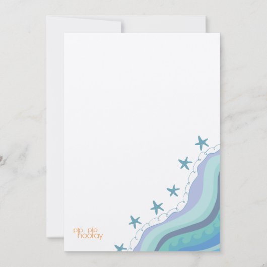 ブルービーチウェーブスターフィッシュサマーパーティの招待状 招待状 (裏面)