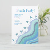 ブルービーチウェーブスターフィッシュサマーパーティの招待状 招待状 (スタンド正面)