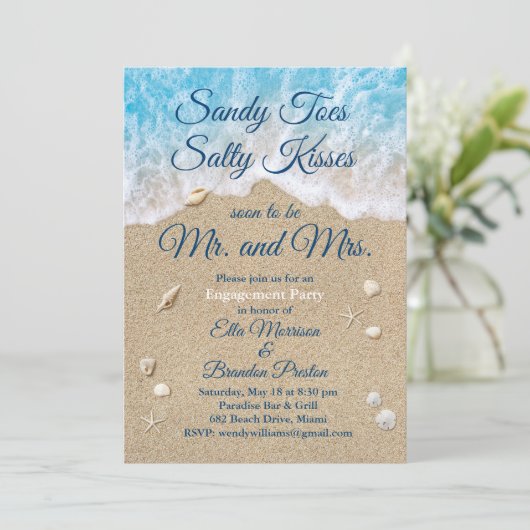 ブルービーチウェーブズサンディトゥーズ婚約パーティ 招待状 (スタンド正面)