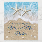 ブルービーチウェーブ&ヒトデ ワインラベル (シングルラベル)