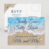 ブルービーチウェーブRSVPポストカード インビテーションポストカード (正面/裏面)