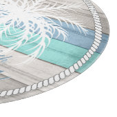 ブルービーチウッド航海のストライプ&パームツリーズ カッティングボード (角)