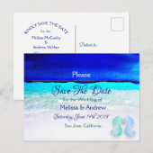 ブルービーチオーシャンウェディング・セーブ・ザ・デート 案内ポストカード (正面/裏面)