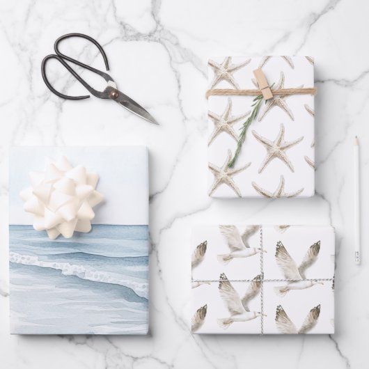 ブルービーチオーシャンウェディング ラッピングペーパーシート (正面)