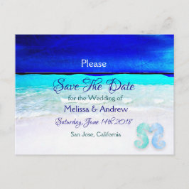 ブルービーチオーシャンテーマの結婚式・Save the Date 案内ポストカード