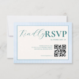 ブルービーチサマーウォーターカラーQRウェディングRSVP 出欠カード