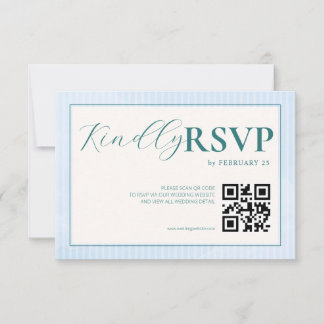 ブルービーチサマーウォーターカラーQRウェディングRSVP 出欠カード