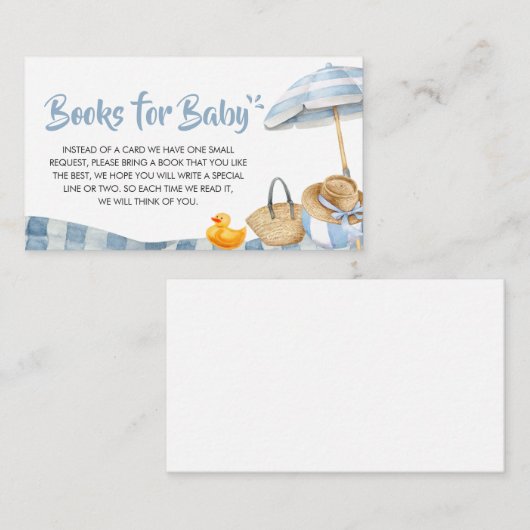 ブルービーチサマーベビーシャワーブックベビー エンクロージャーカード (正面/裏面)