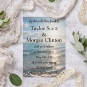 ブルービーチサンセットウォーターカラー結婚式招待状 招待状