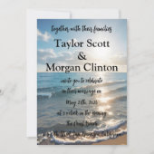 ブルービーチサンセットウォーターカラー結婚式招待状 招待状 (正面)