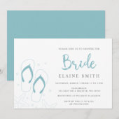 ブルービーチサンダルサマービーチブライダルシャワー 招待状 (正面/裏面)