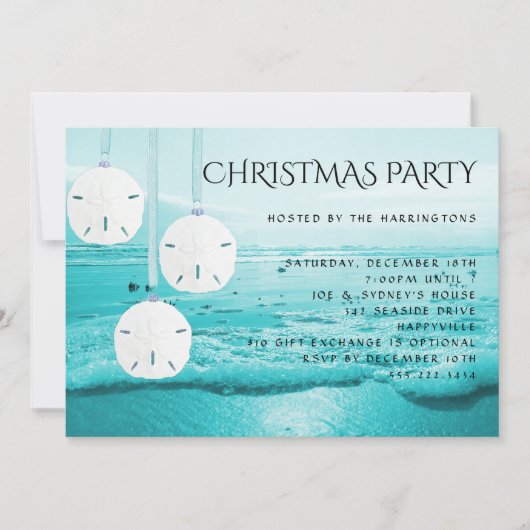ブルービーチサンドドルズクリスマスパーティの招待状 招待状 (正面)