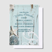 ブルービーチシーシェルスターフィッシュ結婚コースト ベラム紙招待状 (オフセット)