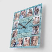 ブルービーチドリフトウッドプ素朴ラ航海のンク スクエア壁時計 (傾斜)