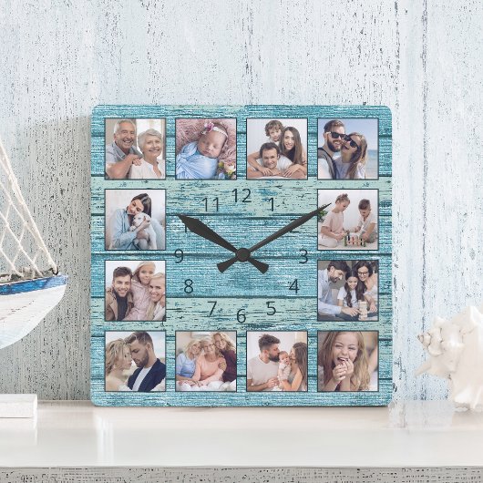 ブルービーチドリフトウッドプ素朴ラ航海のンク スクエア壁時計