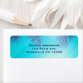 ブルービーチパーティーサニーパームツリーズサマー誕生日 ラベル (インサイチュ)