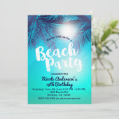 ブルービーチパーティーサニーパームツリーズサマー誕生日 招待状 (スタンド正面)