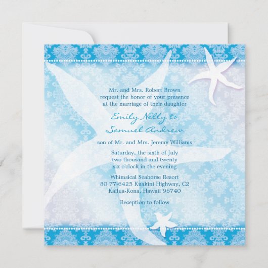 ブルービーチヒトデ結婚サマー 招待状 (正面)