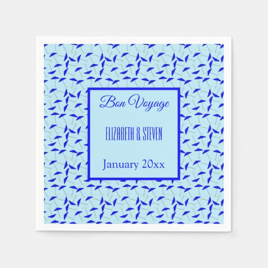ブルービーチ傘パターンボンボヤージュ スタンダードカクテルナプキン (正面)