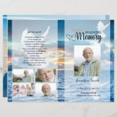 ブルービーチ及び鳩の葬儀プログラムテンプレート (正面/裏面)