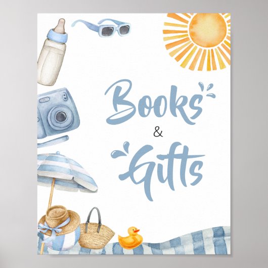 ブルービーチ夏の赤ちゃんシャワー本とギフト ポスター (正面)