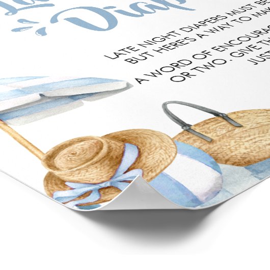 ブルービーチ夏の赤ちゃんシャワー深夜おむつ ポスター (角)