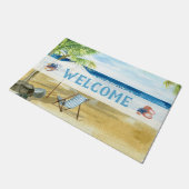 ブルービーチ沿岸海歓迎 ドアマット (アングル)