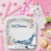 ブルービーチ海海50と素晴らしい誕生日 ペーパープレート (パーティー)