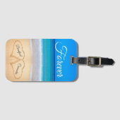 ブルービーチ結婚式ハートインサンドフォーエバービーチ ラゲッジタグ (正面横)