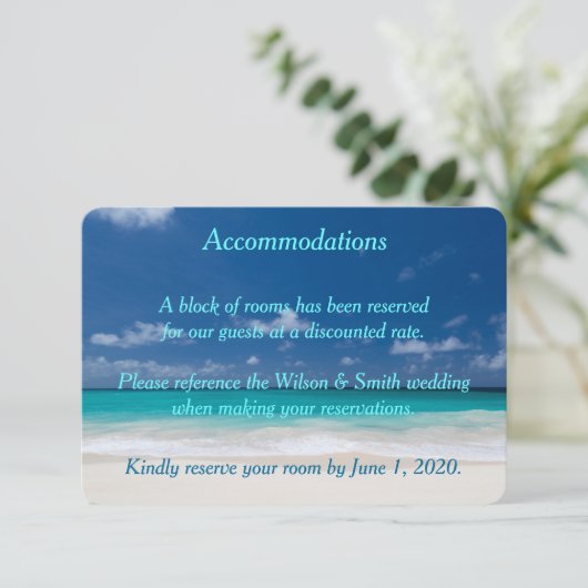 ブルービーチ結婚式宿泊カード エンクロージャーカード (スタンド正面)