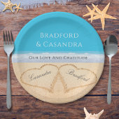 ブルービーチ結婚式2ハートインザサンド紙P ペーパープレート