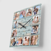 ブルービーチ航海の流木 スクエア壁時計 (傾斜)