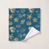 ブルービーチ金ゴールドシーシェル バスタオルセット (ウォッシュタオル)