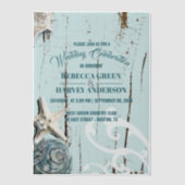 ブルービーチ シェル スターフィッシュ コースト ウェディング ベラム紙招待状 (正面)