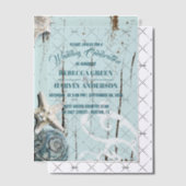 ブルービーチ シェル スターフィッシュ コースト ウェディング ベラム紙招待状 (オフセット (招待状))