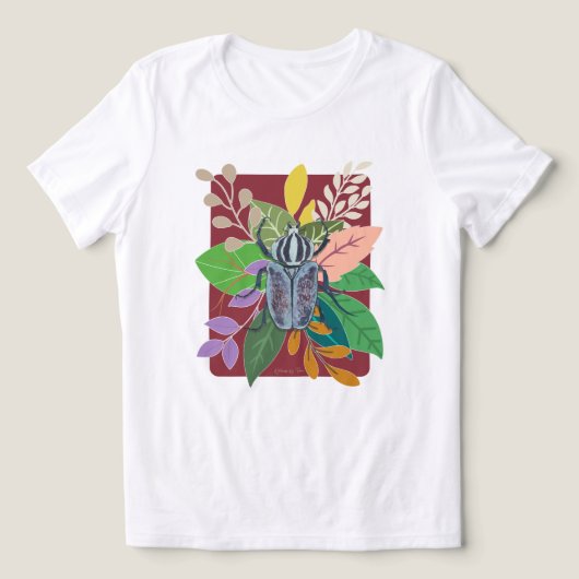 ブルービートル水彩画 トライブレンドTシャツ (デザイン正面)