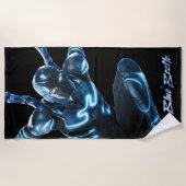 ブルービートル跳躍キャラクターアート ビーチタオル (正面)