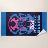 ブルービートル逆波vsグラフィック ビーチタオル (正面)