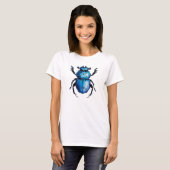 ブルービートルScarabアート – 虫の恋人Entomology Tシャツ (正面フル)