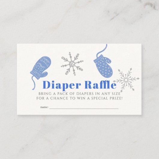 ブルービーニーボーイベビーシャワーおむつラッフルチケット エンクロージャーカード (正面)