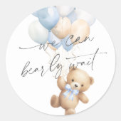 ブルービーモダンリーウェイト男の赤ちゃんシャワー ラウンドシール (正面)