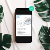 ブルービーリー待ちキュートクマ赤ちゃんシャワー 招待状