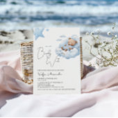 ブルービーリー待ちキュートクマ赤ちゃんシャワー 招待状