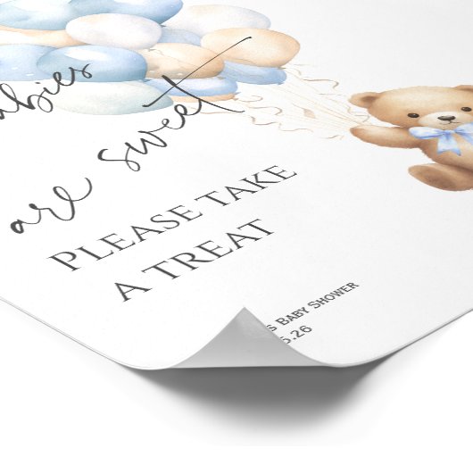 ブルービー待ち男の赤ちゃんシャワートリートサイン ポスター (角)