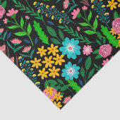 ブルーピかわいらしンクガーデンフラワーズブラックデザイン 薄葉紙 (詳細)