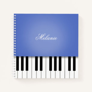 ブルーピアノ ミュージック キーボード パーソナライズド ノートブック